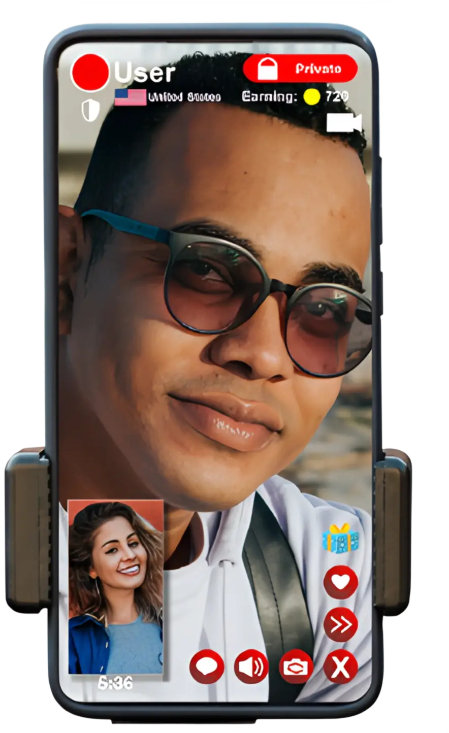 Videollamada en Salsa App para ganar monedas en tiempo real.